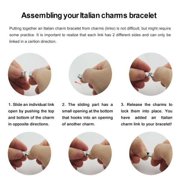 Italian Charm Bracelet Cherry Fruit Charms Bracelet Four Leaf Clover Flower Bracelet Stainless Steel Italian Charm