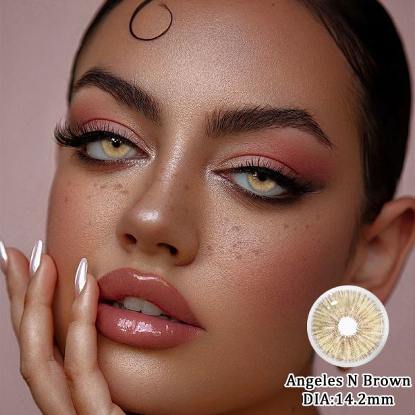 MILLCREEK Angeles N Brown Yearly Colored Contact Lenses with Soft Natural Brown Tone and Gentle Enlarging Effect Made from High-Quality HEMA-NVP Material