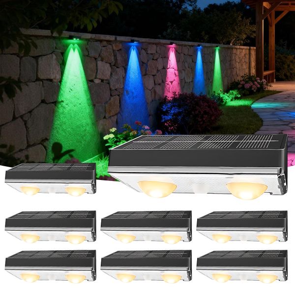 IP67 Waterproof RGB Home Solar - Powered Fence Lamp for Decoration
