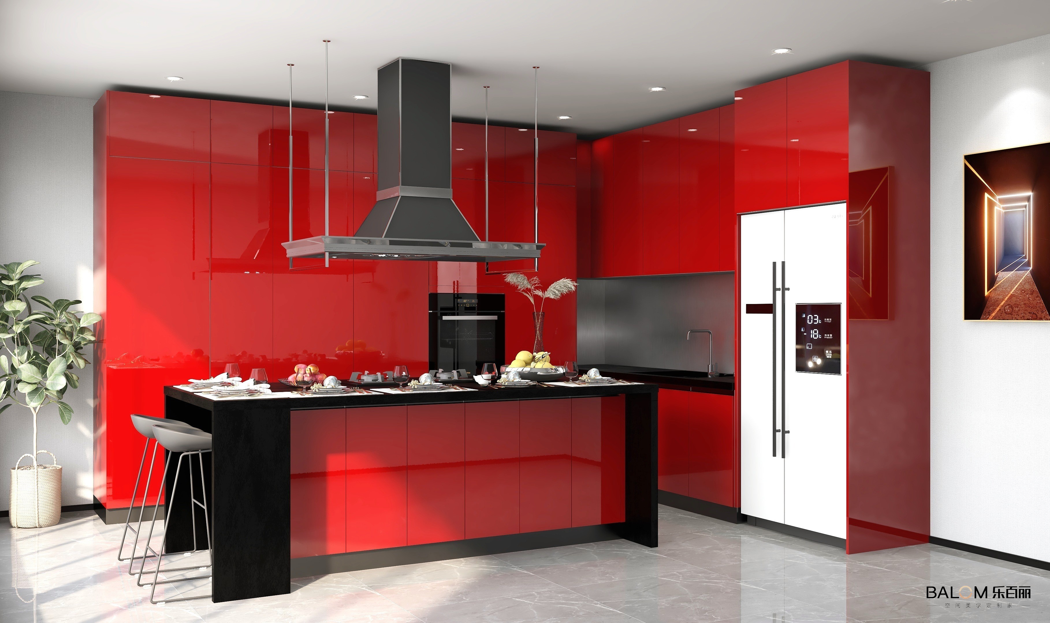 Veneer and Lacquer Finished Modular Kitchen Cabinets for European Style Luxury Design