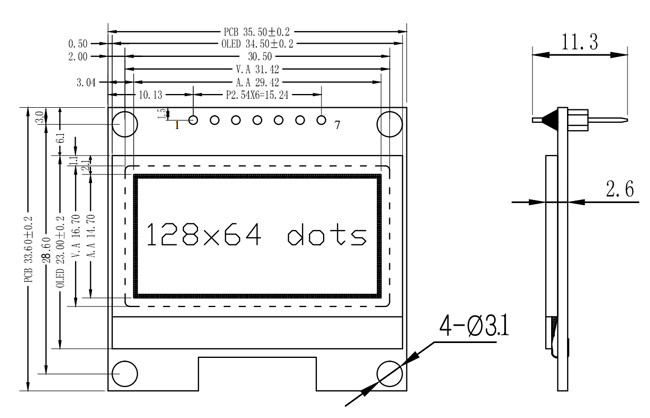 Интерфейс OLED SPI показывает 1,3 Pin дюйма OLED I2c 7 с SH1106 водителем IC