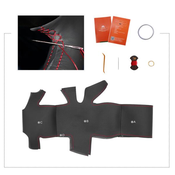 New Arrival Custom Black Leather Car Accessories Hand Sewing Steering Wheel Cover For Renault Megane 3 (Coupe) RS 2010-2016