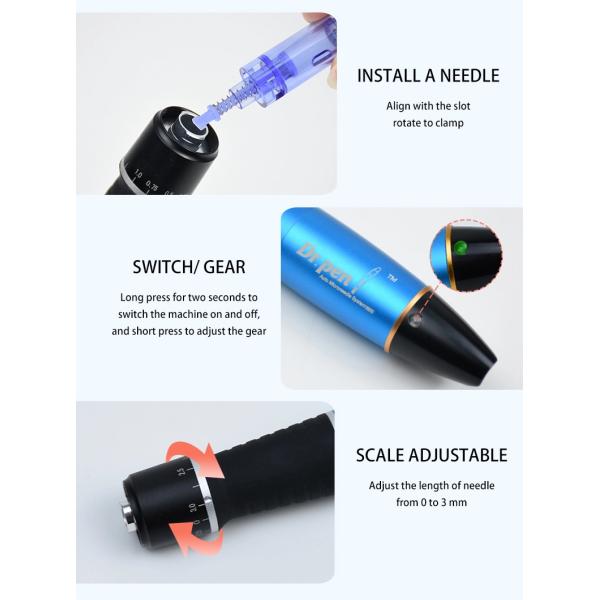 Набор татуировки макияжа ручки A1 переченя оптового беспроводного металла голубой кожаный постоянный