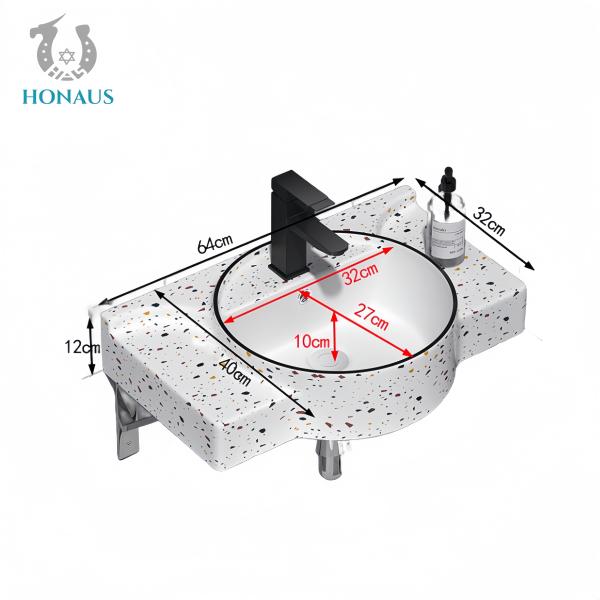 Classic Bathroom Wall Hung Basin Marble Grain Best Ceramic White Hotel House Use