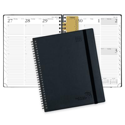 Planejador semanal vertical Softcover de couro preto do plutônio com programação diária