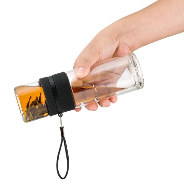High Borosilicate paracity Glass Double Wall Tea Infuser Bottle 170ml 238ml