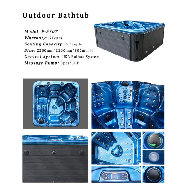 Двигателей массажа джакузи 124 спа люкса ванна водоворота крупноразмерных на открытом воздухе