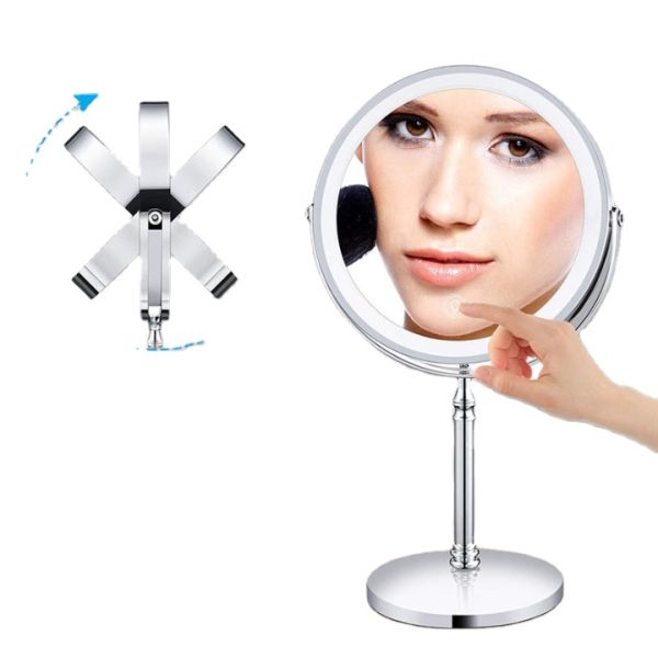 Lighted Makeup Mirror Rechargeable Double Sided Magnifying Mirror  Makeup Mirror With 3 Led Lights
