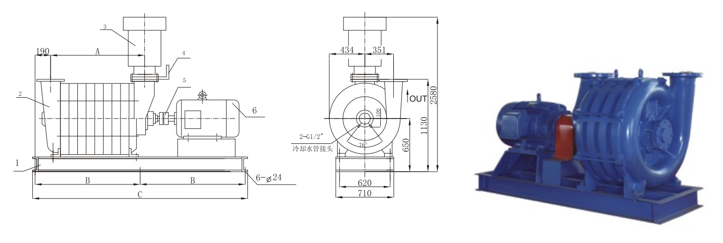 Cast Iron Power Plant Fans Centrifugal Horizontal Sectional Multistage Impeller Blower