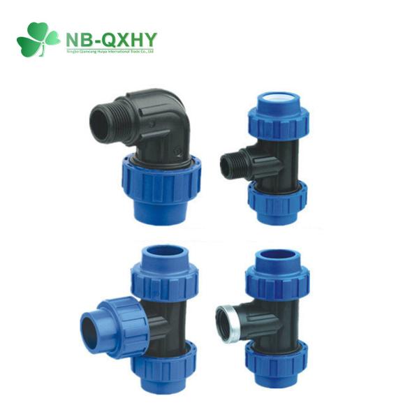 Pn16 Blue PP Coupling Compression Fittings for Irrigation Round Head Code Equal Design