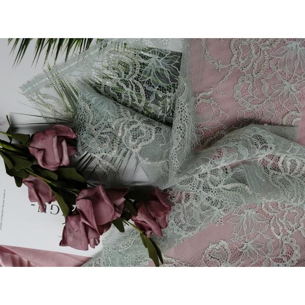 Ткань шнурка Scallop Lurex французской ресницы Chantilly металлическая