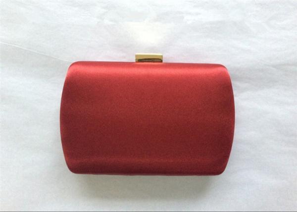Elegant Hard Box Satin Clutch Bag Black Velvet Lining For Prom And Wedding