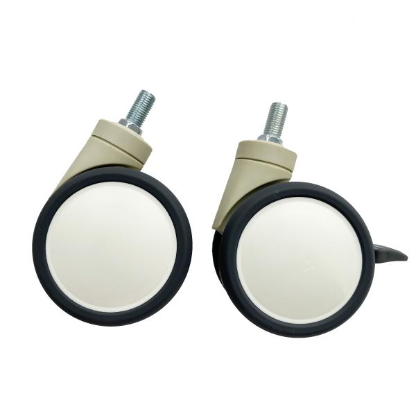 TPR Hospital Bed Caster Wheels 125MM Twin Wheels Medical Trolley Castors With Brake