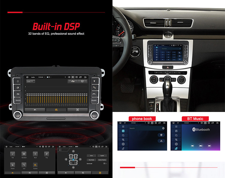 VW Universal Octa Core Android Car Stereo 7 дюймов с физическими кнопками охлаждающего вентилятора