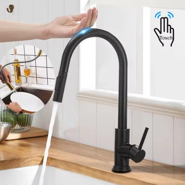 Stainless Steel Touch Kitchen Faucet by Lizhen Automatic Sensing Pull-Out Nozzle