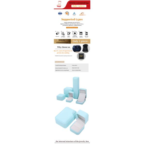 Cyan Plain Soft Touch Faux Jeux en cuir Packaging Box Case Luxury Organizer