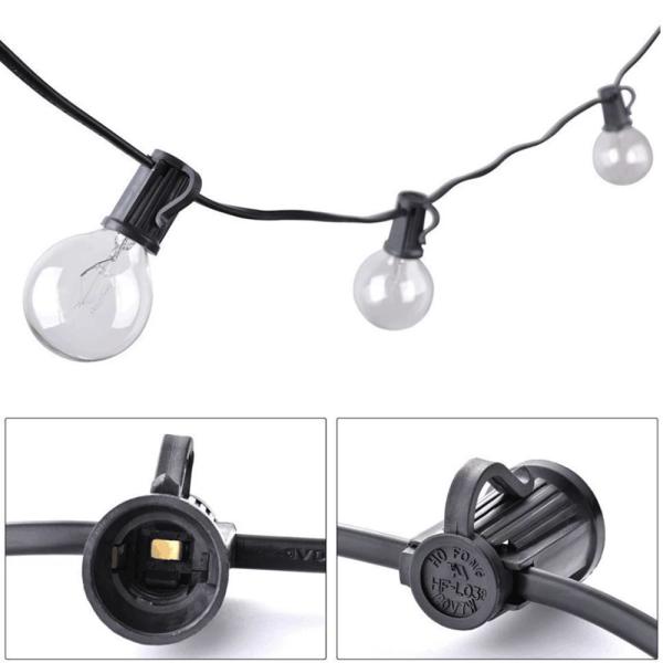 3M Connectable Outdoor String Lights G40 Globe Patio Lights Edison Glass Bulbs WaterproofE12 Socket Base Hanging Light Garland
