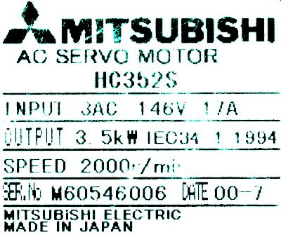 2000r/ Минимальный промышленный тип вала МИЦУБИСИ ХК352С-А47 3.5КВ мотора сервопривода АК прямой