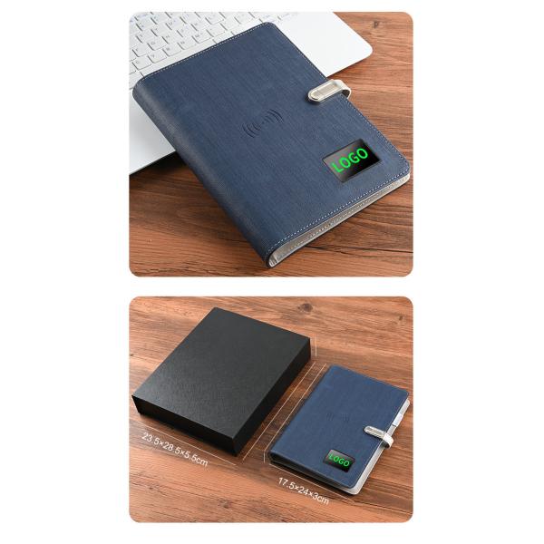 Тетрадь влагостойкого банка силы умная, кожаный блокнот с беспроводным заряжателем