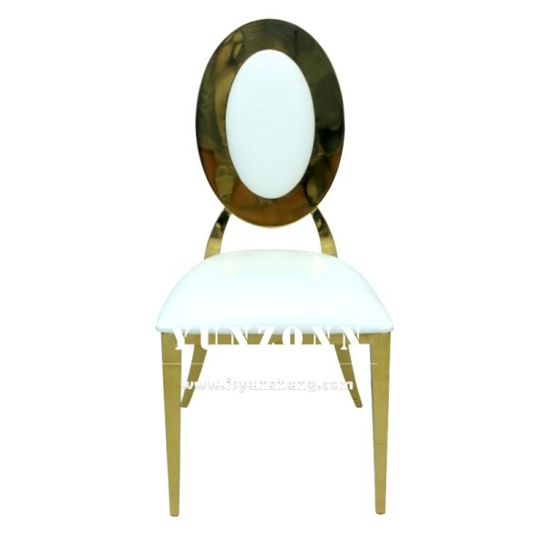 Gold Royal Hotel Event Wedding Commercial Furniture 304 Stainless Steel Chair with Oval Back Flower Design