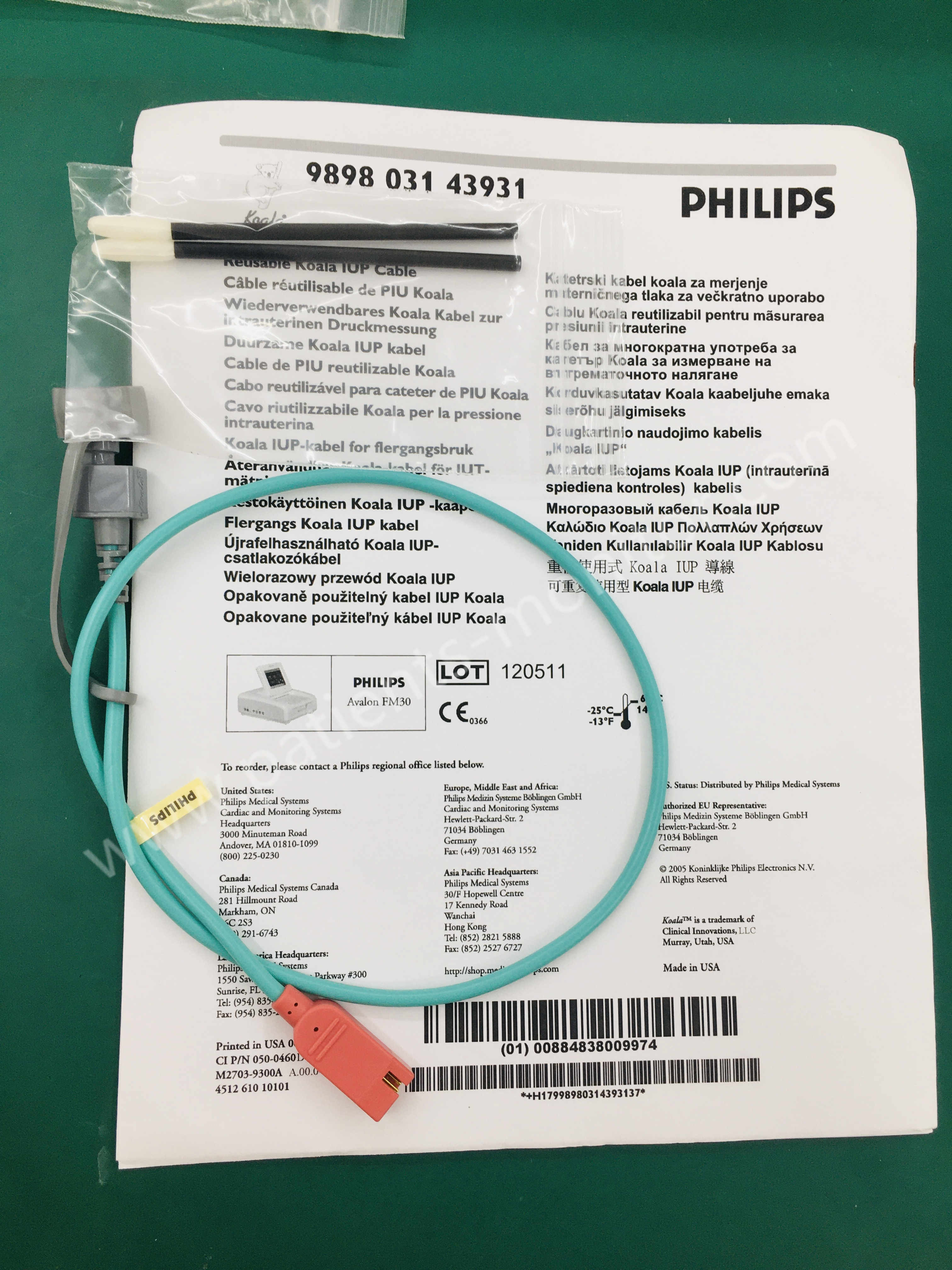 Кабель коалы IUP PHiliph многоразовый соединяясь с REF 989803143931 M1334A монитора Avalon фетальным