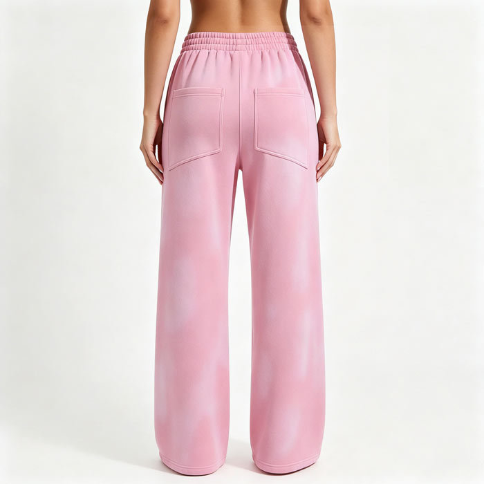 Loose Straight Leg Fleece Sweatpants Unisex Casual Wide Leg Trousers Faded