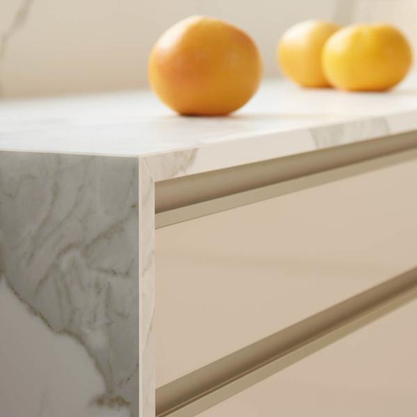 Acrylic Modern Kitchen Display Cabinets Custom Smart Luxury Glossy Beige Island Modular