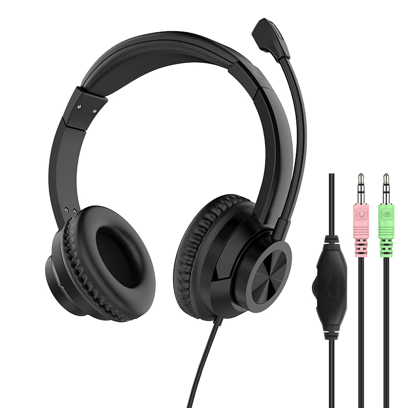 JTY-1036 Wired Call Center Headset with Adjustable Microphone, USB Type‑C 3.5mm Multi‑Interface Over‑Ear Headphone, Volume & Mute Control for Office Customer Service Online Class