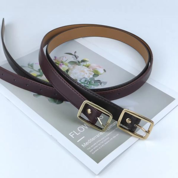Women's High-End Leather Belt Women's PU with Alloy Gold Alloy Buckle Casual Style