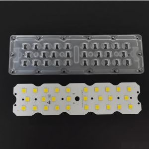 100W 12PCS 7070 LED PCB Board With 158×103° Type II Optical LED Lens Road Lighting Company