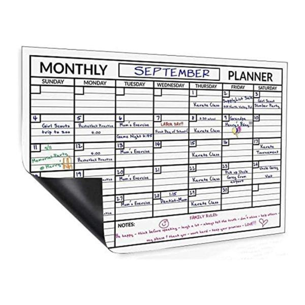 Paper Fridge Magnet Magnetic Monthly Planner 12 by 16 Inch Custom Dry Erase Calendar with Four Bright Magnetic Cap Markers for Easy