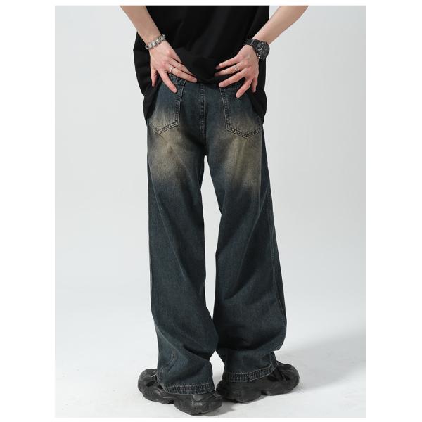 Support 7 Days Sample Order Lead Time 2023 Vintage Distressed Wide-Leg Mop Jeans for Men