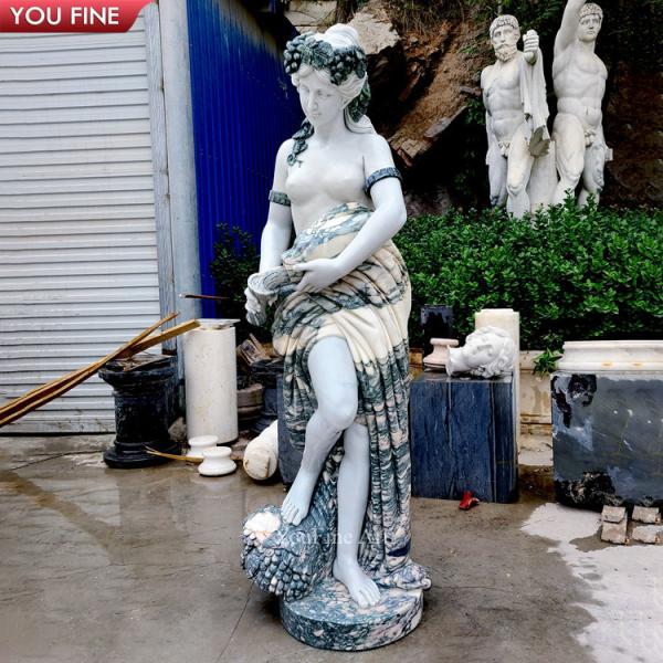 Life Size Color Figure Statue for Outdoor Garden Marble Lady Sculpture Stone