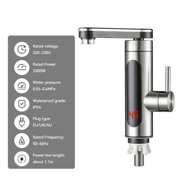 220-230V Instant Electric Heating Tap Bathroom Hot And Cold Taps LED Display