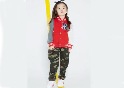Spring / Fall Kids Girls Clothes Children'S Baseball Jackets Fashion Rubber Print