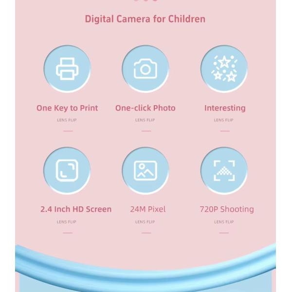 Countdown Shooting And Selfie Childrens Printable Camera Pink Blue 720P Photography