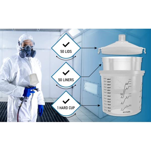 DISPOSABLE REFILLS, Automotive Spray Cup Paint Hard Cup, Gun Cups, Paint Mixing Cups, SPRAY CUP SYSTEM