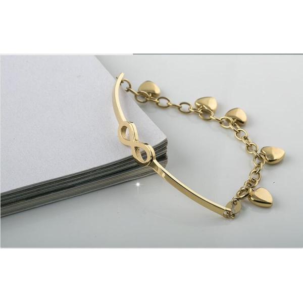 Stainless Steel Lucky Charm Love Clover Irish Good Luck Bracelet, Heart Pendant Bracelet