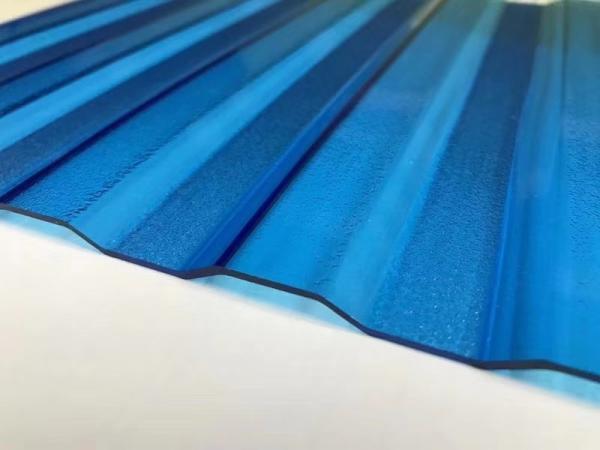 Azul de 0,8 mm a 2,8 mm de plástico resistente a altas temperaturas de policarbonato ondulado Tejas de hoja para techos de entornos extremos