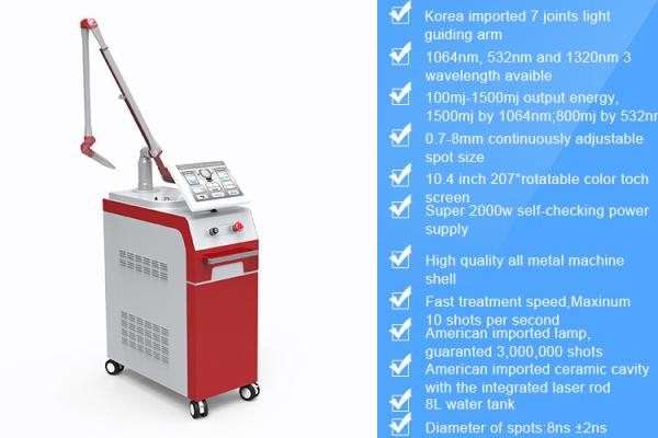 Hot sale 1064nm/532nm Q switched nd yag laser tattoo removal beauty equipment / laser machine for skin tightening