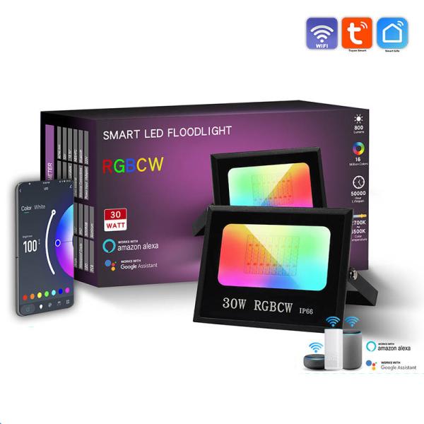 AC85-265V IP66 Tuya Wifi Bluetooth RGB Floodlight Smart APP Remote Control Colorful LED Floodlight