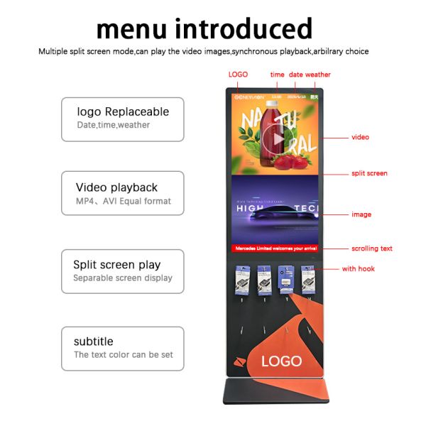 Support de signalisation numérique Wi-Fi 43 pouces avec logiciel et serveur cloud pour accessoires de smartphones en magasin