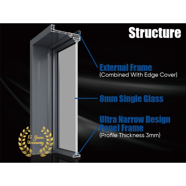 Narrow Panel Edge Well Sealed Water Proof Aluminium Interior Casement Door