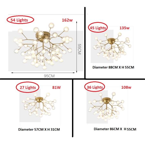 Modern LED Ceiling Chandeliers Black Gold Tree branch Surface Mount Kids Lamps（WH-MI-211)