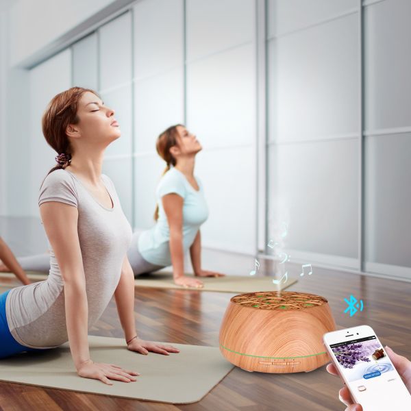 400ml Electric Ultrasonic Aroma Diffuser Home Office Music Wooden Essential Oil Air Freshener with Built-in Speaker