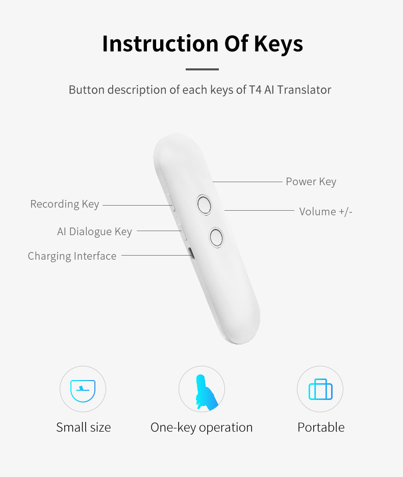 Two Way Portable Language Translator Machine Mini AI Translation Pen