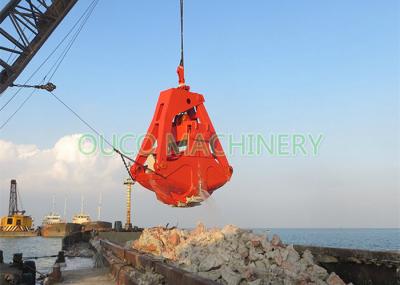 Red Hydraulic Dredging Grab As Clamshell Shape Bucket With High Stability