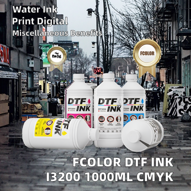DTF3000 Digital Pigment Ink 1000ml CMYK+White for PET Film Heat Transfer Printing  No Clogging Bright Color