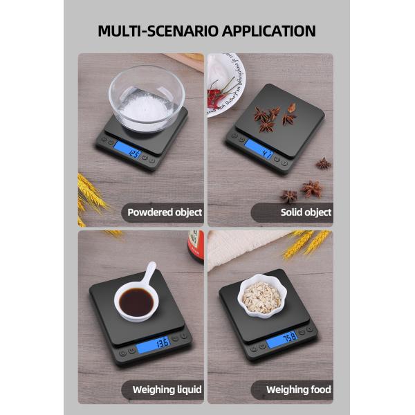 12*10*3cm GYS 3KG Black Color Smart Food Scale Most Competitive Electronic Digital Multifunction Nutrition Weighing Kitchen Scale