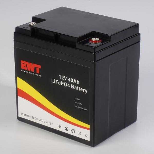 Protecção contra poeira e água Uso externo Bateria Lifepo4 grande de 12V 40AH